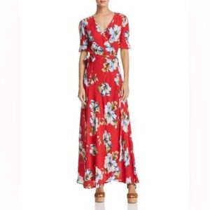 Band of Gypsies Red Floral Wrap Maxi Dress